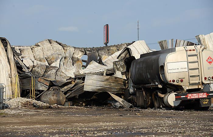 The aftermath of an explosion at the Sapp Bros. Petroleum outlet in West Point.